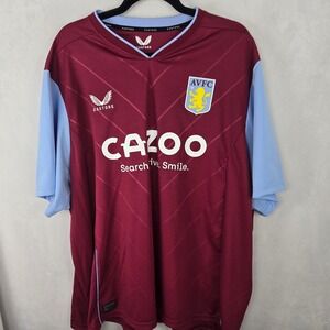 Castore Aston Villa FC 2022-23 Home Jersey Mens 3XL-4XL Maroon Blue Cazoo Soccer